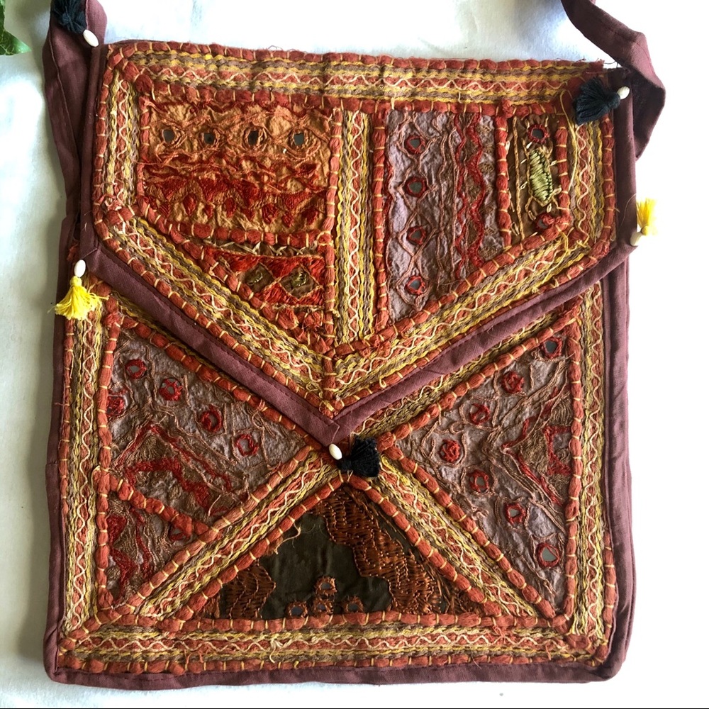 Colorful thread work purse/tote/shoulder bag